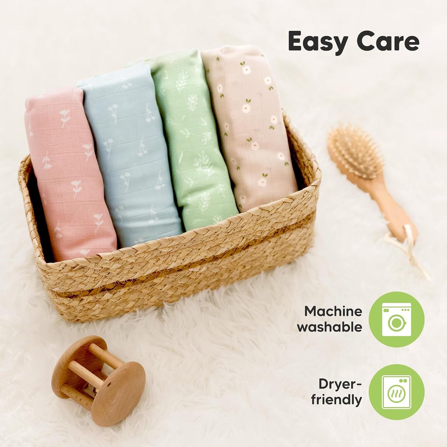 4-Pack Muslin Swaddle Blankets for Boys, Girls, Newborn Swaddles (Bloom) | Baby Swaddles for Newborns, Soft Breathable Baby Blankets for Girl, Boy, Neutral, Receiving Blankets, Baby Shower Gifts