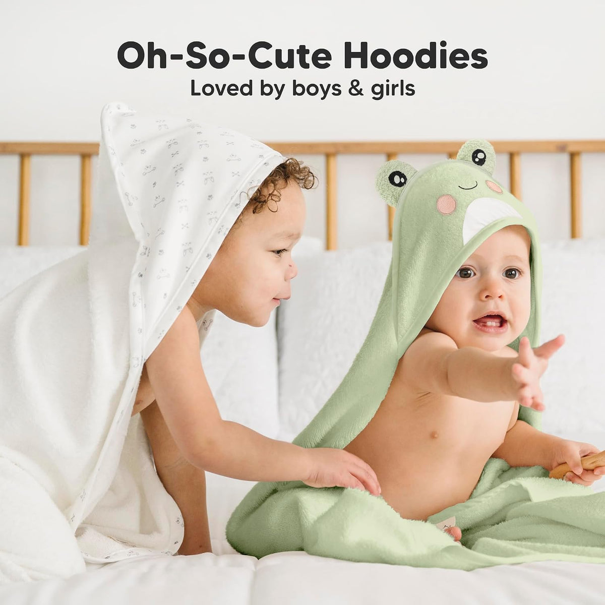 Hooded Baby Towel for Newborn, Baby Bath Towels (Frog, 30X30) | Viscose Derived from Bamboo, Large Baby Towels with Hood, Boys, Girls, Toddler, Soft Absorbent Baby Bath Essentials