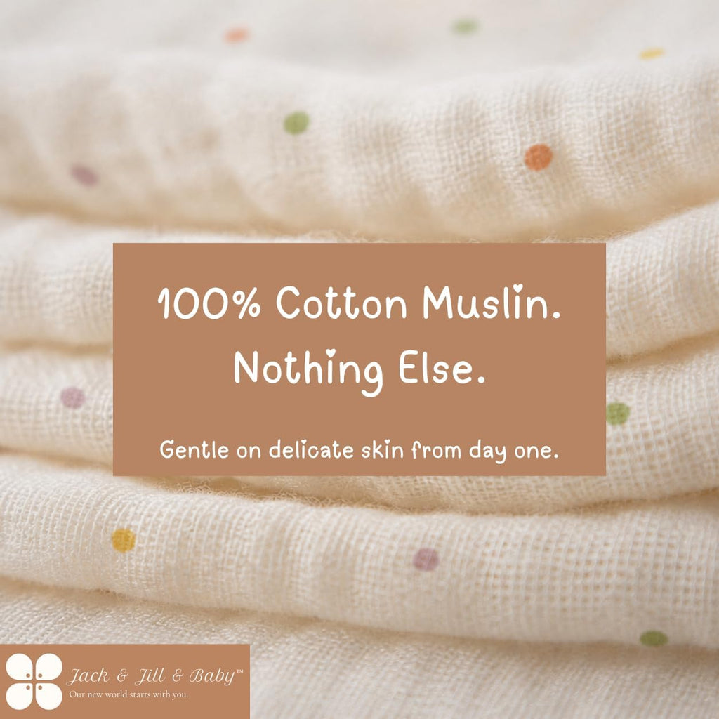 Muslin Burp Cloths, 100% Cotton Muslin, 6-Layer Soft & Absorbent Baby Burp Cloths, Large Burping Cloths for Babies, Newborn Essentials, 3-Pack (Dreamy Dots)