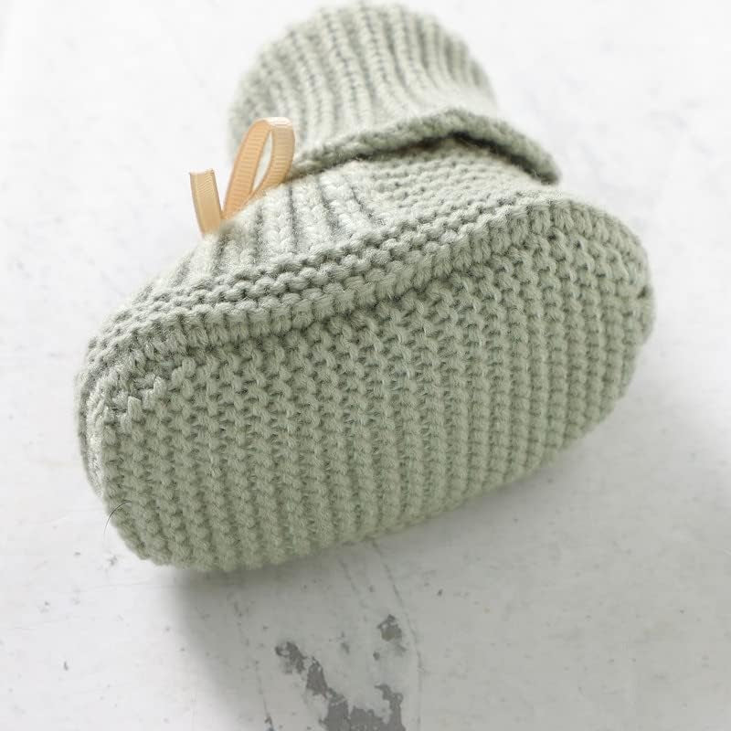 Baby Booties Knit Newborn Shoes Cozy First Walkers Infant Toddler Boots for Boy Girls 0-3 Months
