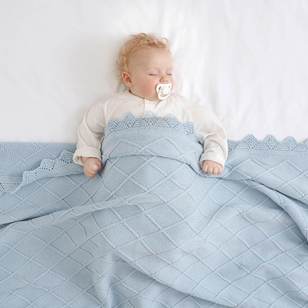 100% Organic Cotton Baby Blanket for Boys Girls, 31.5X40 Inches