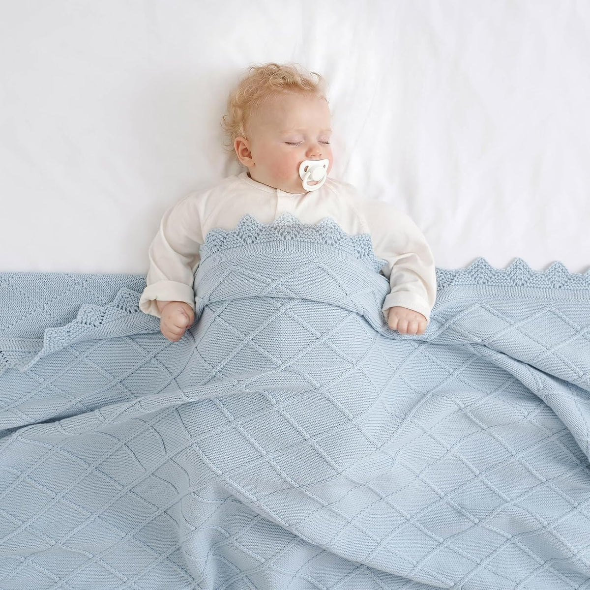100% Organic Cotton Baby Blanket for Boys Girls, 31.5X40 Inches