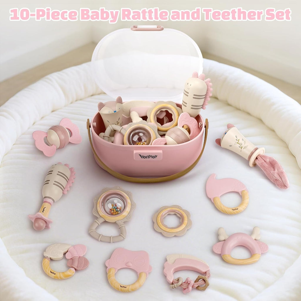 Baby Toys 0-6 Months, Baby Rattles, Teething Toys 3-6 Months, Girl Gift Set