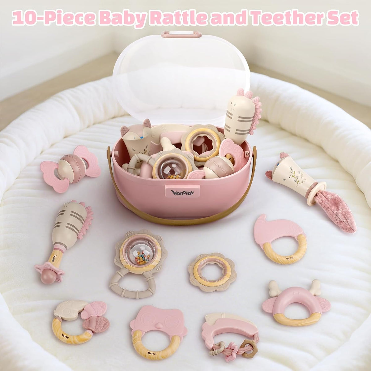 Baby Toys 0-6 Months, Baby Rattles, Teething Toys 3-6 Months, Girl Gift Set
