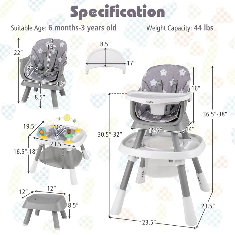 16-In-1 Baby High Chair with Activity Center and Booster Seat for Babies and Toddlers