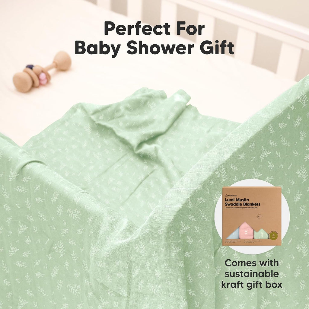 4-Pack Muslin Swaddle Blankets for Boys, Girls, Newborn Swaddles (Bloom) | Baby Swaddles for Newborns, Soft Breathable Baby Blankets for Girl, Boy, Neutral, Receiving Blankets, Baby Shower Gifts