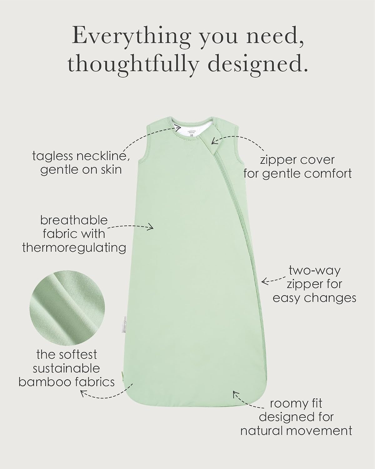 Bamboo Viscose Sleep Sack 1.0 Tog, Cozy Baby Sleeping Bag