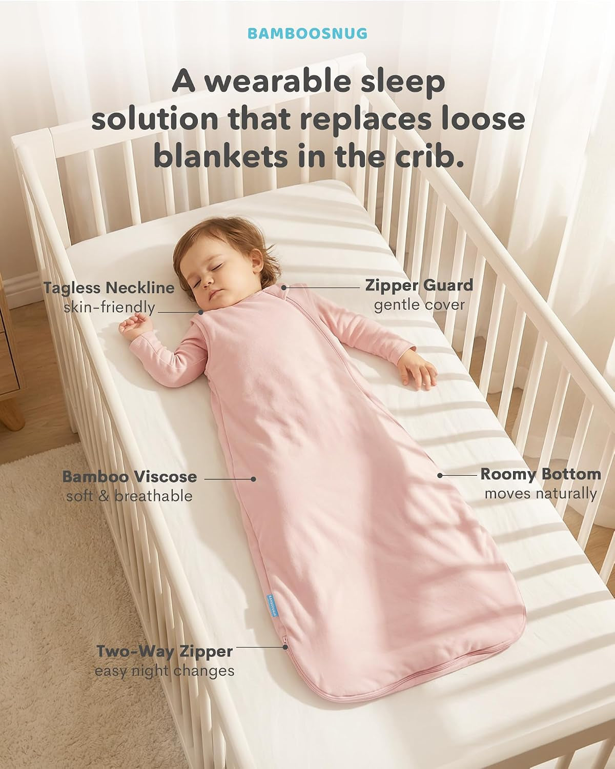 Bamboo Viscose Sleep Sack, Soft 1.0 TOG Baby Sleeping Bag