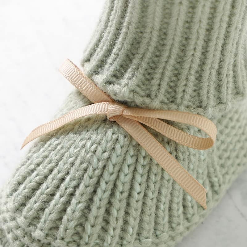 Baby Booties Knit Newborn Shoes Cozy First Walkers Infant Toddler Boots for Boy Girls 0-3 Months