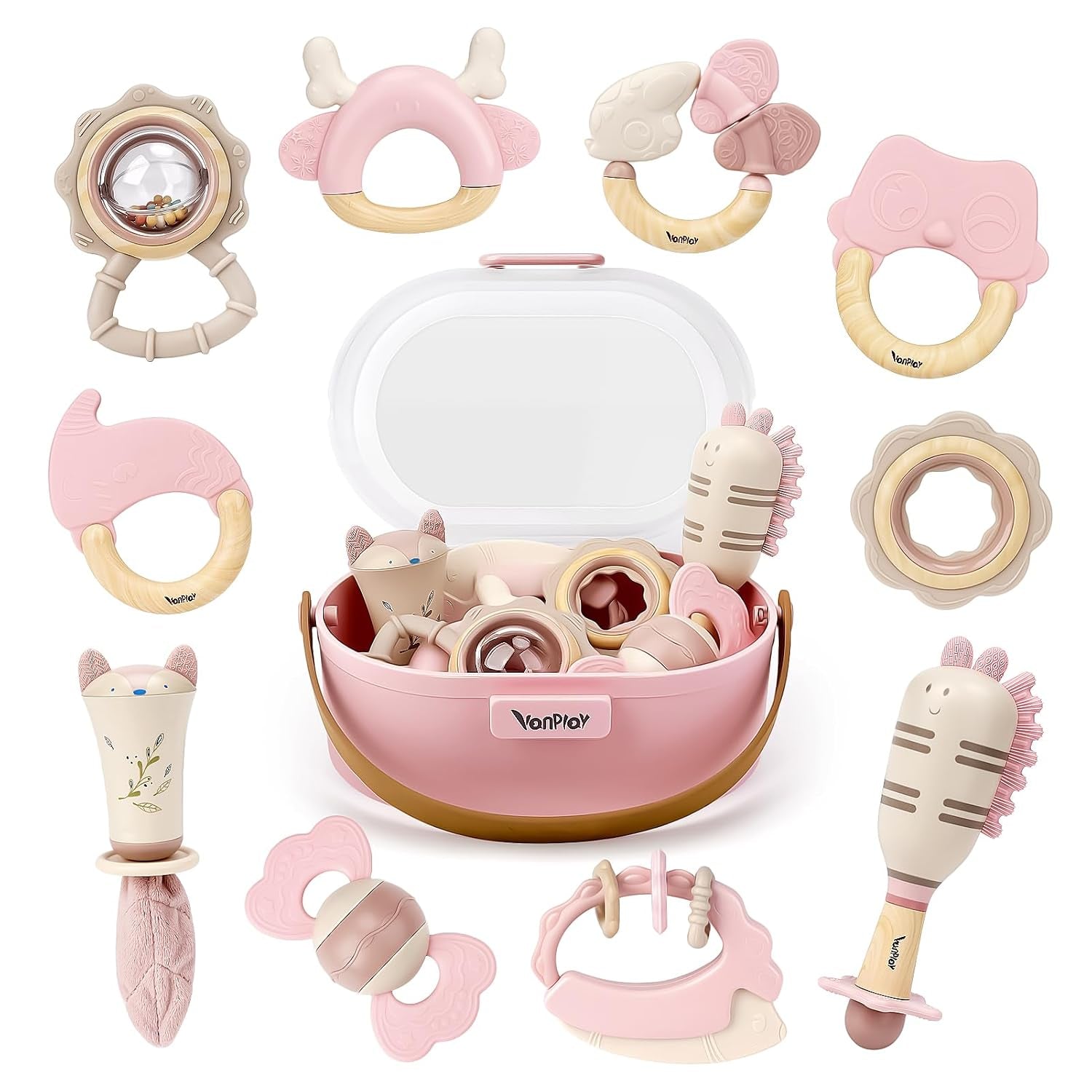 Baby Toys 0-6 Months, Baby Rattles, Teething Toys 3-6 Months, Girl Gift Set