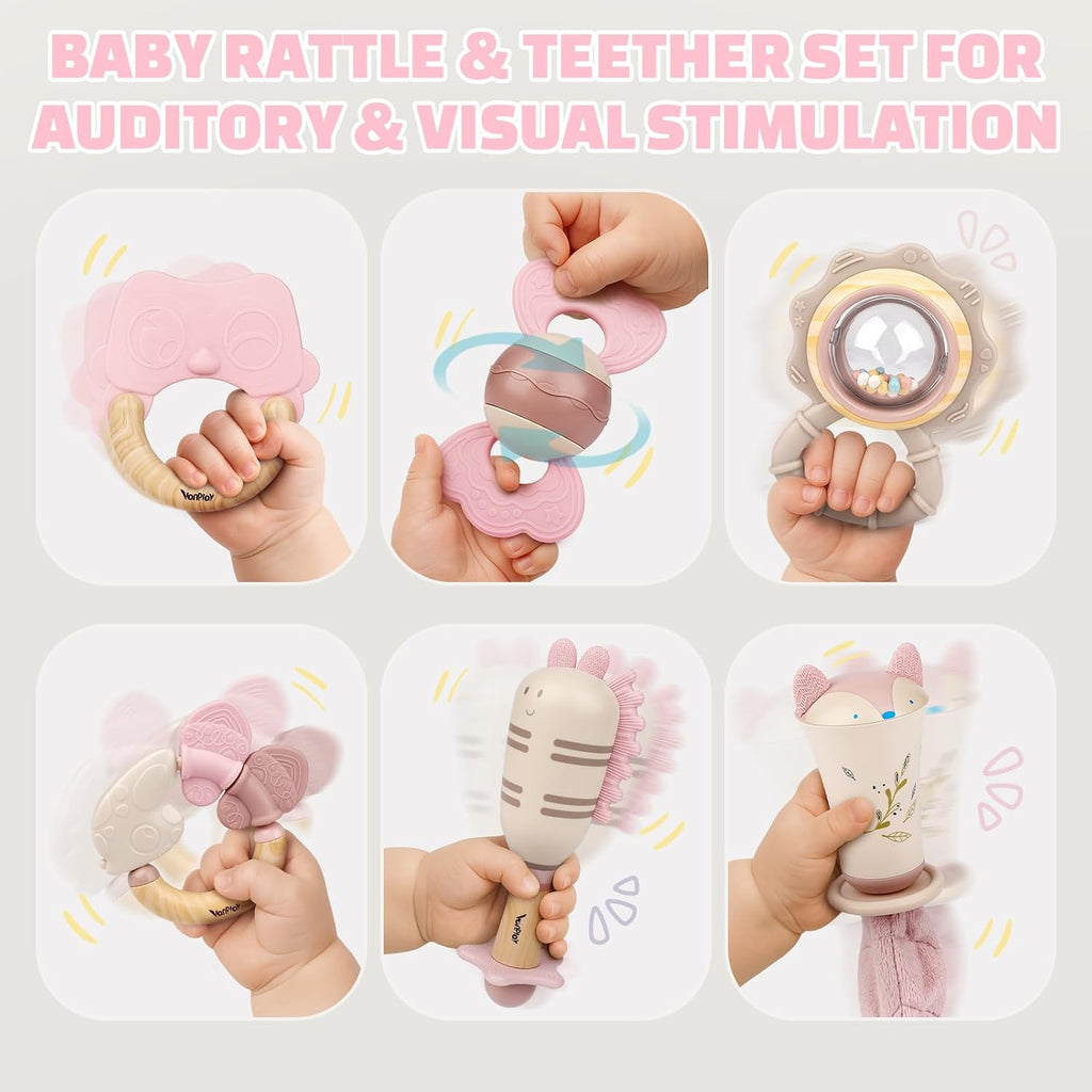 Baby Toys 0-6 Months, Baby Rattles, Teething Toys 3-6 Months, Girl Gift Set