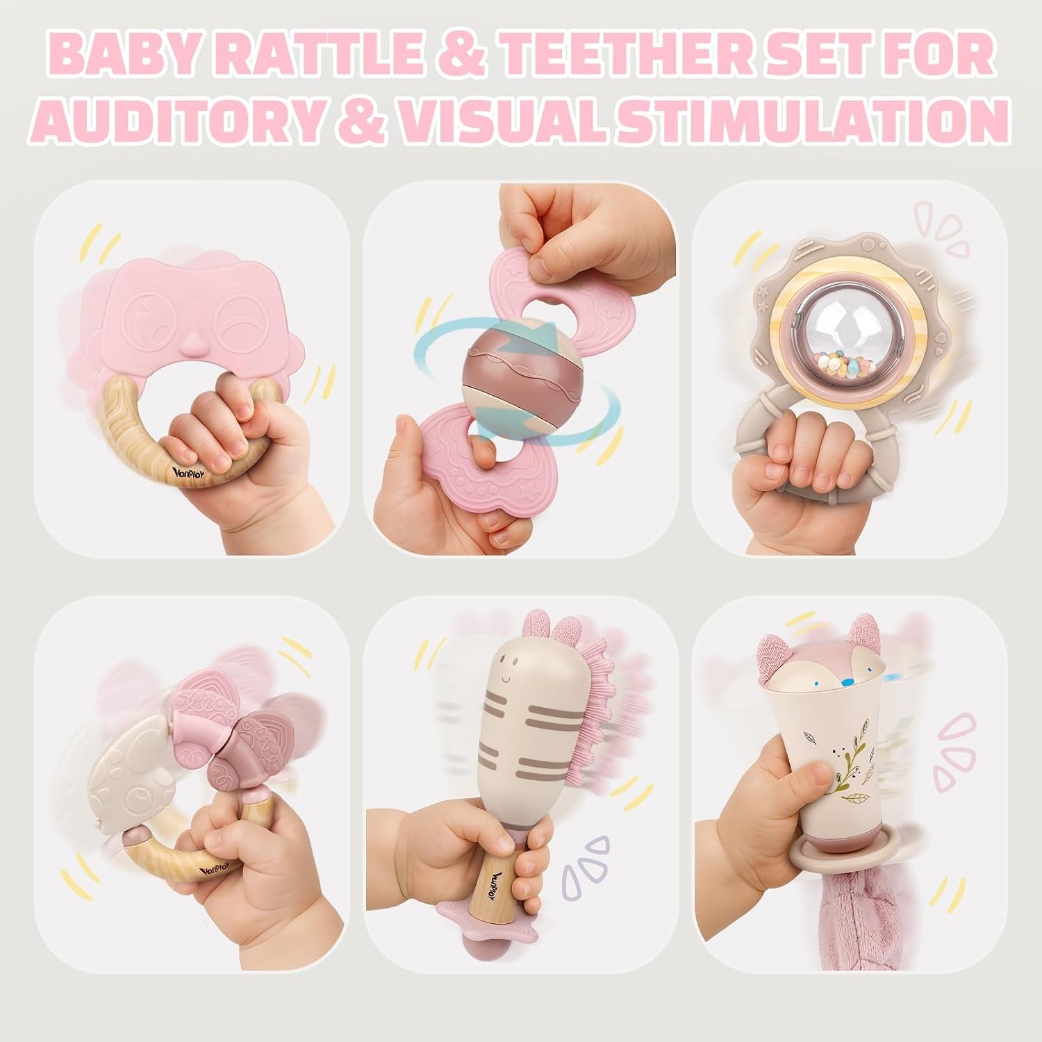 Baby Toys 0-6 Months, Baby Rattles, Teething Toys 3-6 Months, Girl Gift Set