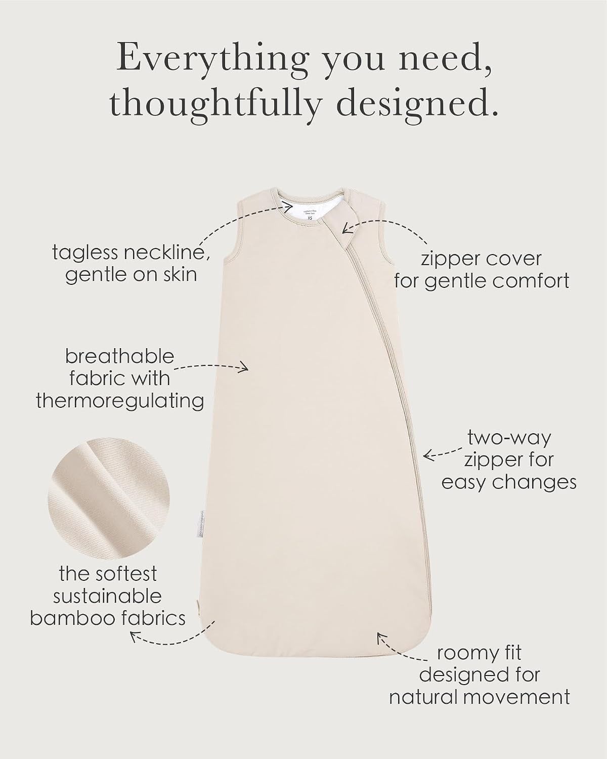 Bamboo Viscose Sleep Sack 1.0 Tog, Cozy Baby Sleeping Bag