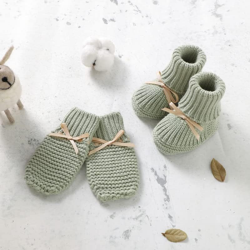 Baby Booties Knit Newborn Shoes Cozy First Walkers Infant Toddler Boots for Boy Girls 0-3 Months