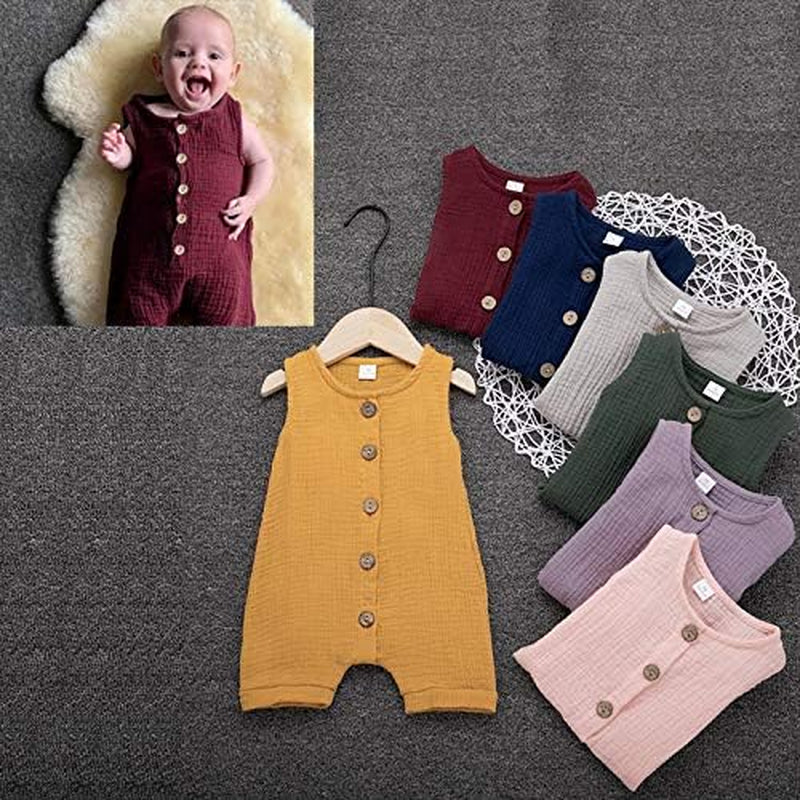 Infant Newborn Baby Boys Girls Cotton Linen Romper Summer Jumpsuit Sleeveless Overalls Clothing Set