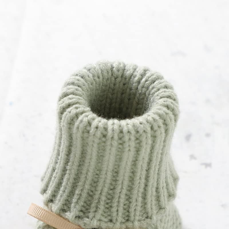 Baby Booties Knit Newborn Shoes Cozy First Walkers Infant Toddler Boots for Boy Girls 0-3 Months