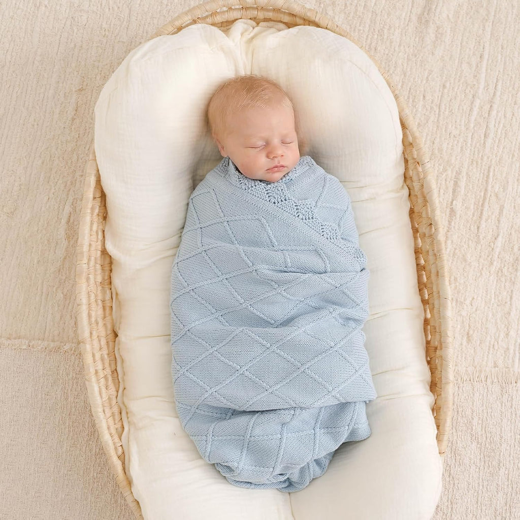 100% Organic Cotton Baby Blanket for Boys Girls, 31.5X40 Inches