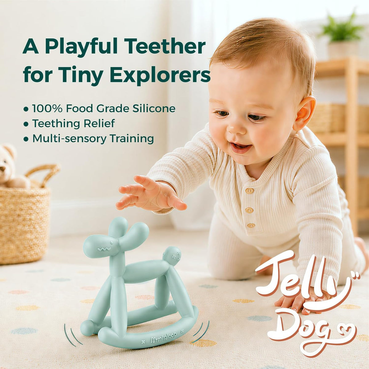 Baby Teether Toy, Food Grade Silicone Teething Toy for Babies 0-12 | Easy Grip, Multiple Biting Points, Soothes Teething Discomfort, Bpa-Free, Prevents Choking, Easy to Clean