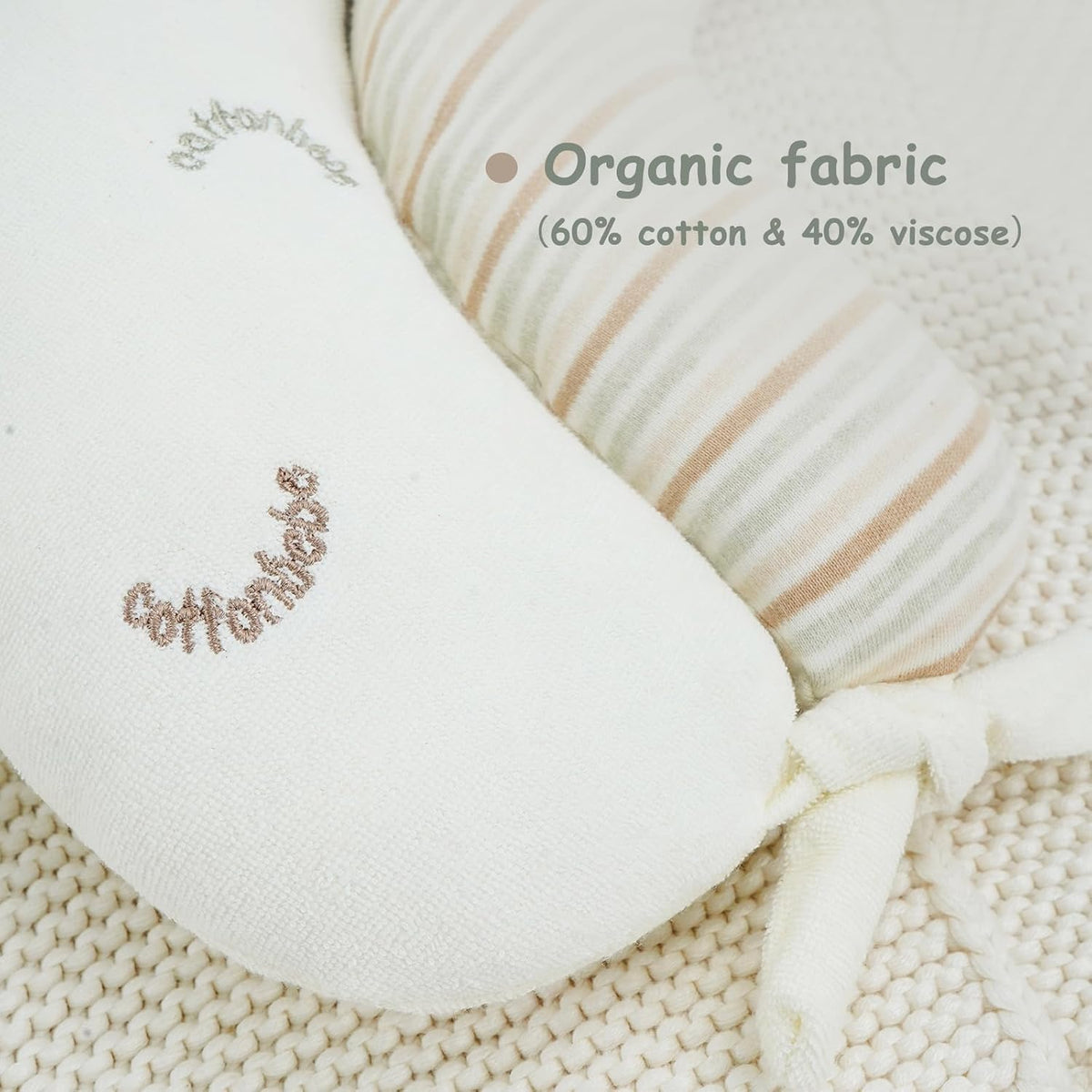2-In-1 Tummy Time Cushion for Newborns,Soft Cotton Tummy Time Pillow Promotes Development, Ergonomic Design,Ideal Baby Gift